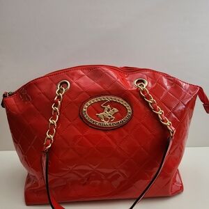 Beverly Hills Polo Club Glossy Red Tote